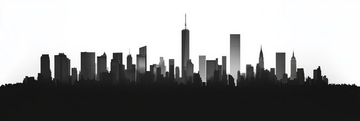 Fototapeta premium Stunning Skyline Silhouette of a Modern City - A captivating silhouette of a modern city, showcasing the architectural grandeur and density of urban life. The image evokes themes of progress, opportun