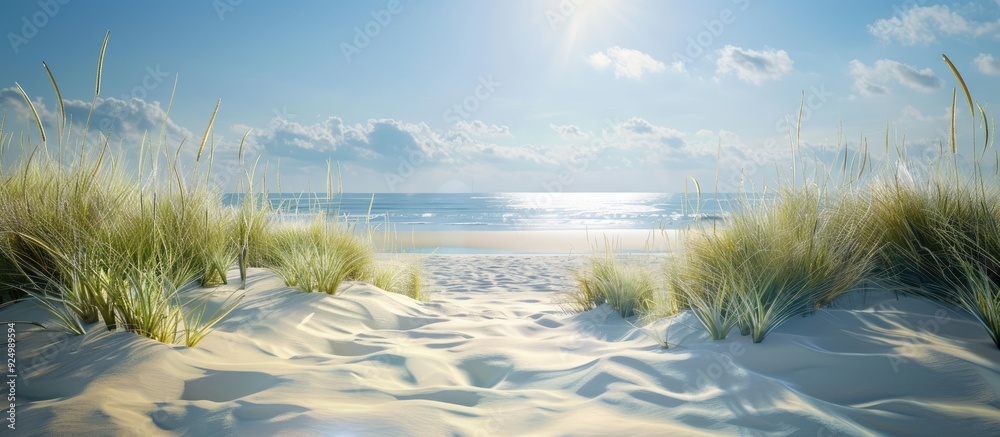 Canvas Prints Scenic beach view under a clear blue sky with copy space image