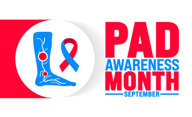 Peripheral Artery Disease Awareness Month or Pad Awareness Month is observed every year in September. Holiday concept.   © Neelrong