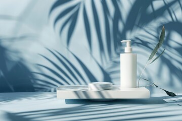 Clean and simple product display with natural leaf shadows and elegant design