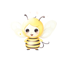 Fototapeta premium Cute cartoon bee character with big eyes and wings, perfect for children's illustrations or animated designs. Adorable and charming insect drawing.