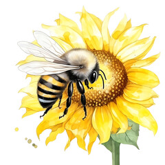 Illustration of a bee on a sunflower, showcasing nature's beauty and the importance of pollinators in the ecosystem.