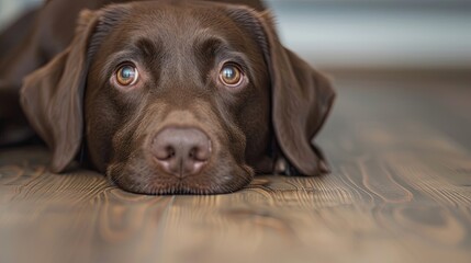 Close-Up of Adorable Brown Dog with Curiosity and Tranquility