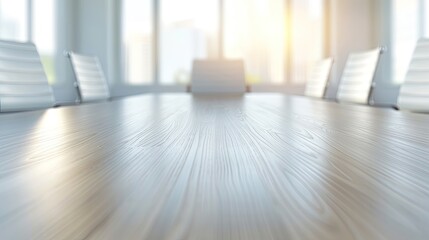 Unoccupied Conference Room with Wooden Table