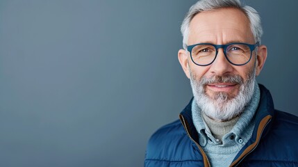 Man in Vibrant Blue Jacket with Yellow Accents