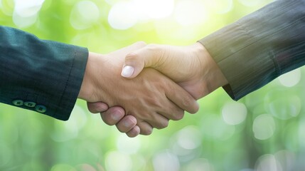 A Handshake in a Serene Natural Setting