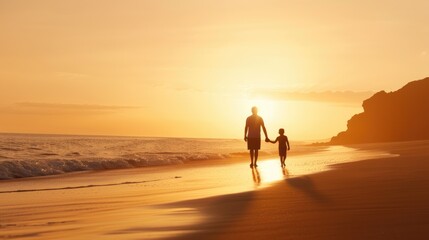 Heartwarming Sunset Stroll Along Ocean Shoreline