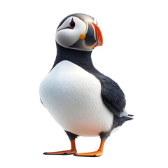 Fototapeta premium Detailed Portrait of a Captivating Puffin on Plain White Background Transparent PNG