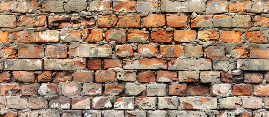 Obraz premium An aged brick wall featuring a mix of old and new bricks ideal as a background for design projects presentations or any creative work with copy space image
