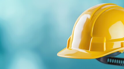 Fototapeta premium Close-up Photograph of Yellow Hard Hat with Plastic Brim