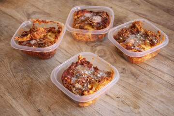 homemade portioned lasagna