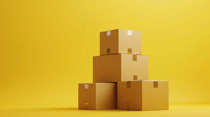Obraz premium Stacked cardboard boxes.