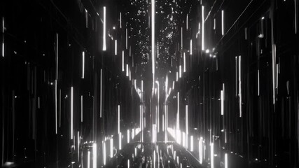abstract futuristic digital background with glowing vertical lines light effects in dark technology science fiction smooth zoom in animation video - Powered by Adobe