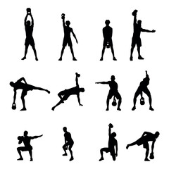 black bodybuilding icon with wight background