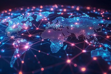 Global Digital Business Network Connection Illustration created with Generative AI