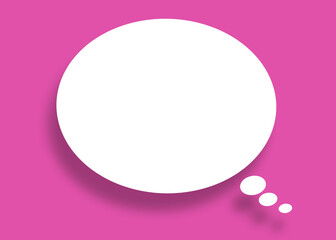 Empty white paper in the shape of speech bubbles against a pink background.