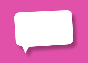 Empty speech balloon shape white paper isolated on pink background communication bubbles.