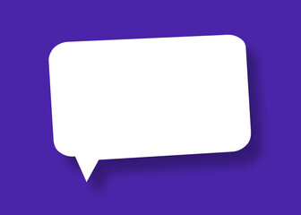 Empty speech balloon shape white paper isolated on blue background communication bubbles.