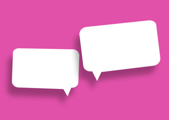 Empty speech balloon shape white paper isolated on pink background communication bubbles.