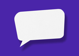 Empty speech balloon shape white paper isolated on blue background communication bubbles.