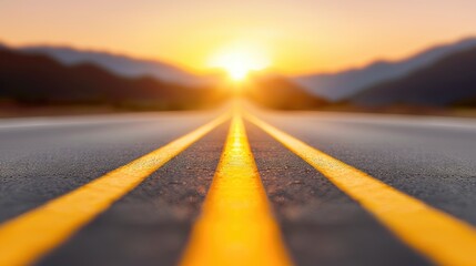 Serene Solitude on a Warmly Lit Empty Road