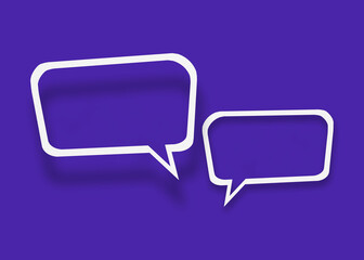 Fototapeta premium Empty transparent balloon paper speech bubble shape against blue background.