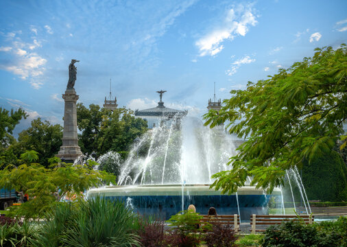 Beautiful parks in central Ruse (Rousse, Russe) on the right bank of the Danube river  in northeast Bulgaria. Known for its Neo-Baroque and Neo-Rococo architecture