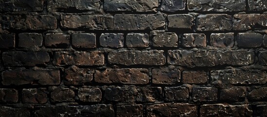 Darkly textured old brick wall background providing the perfect copy space image