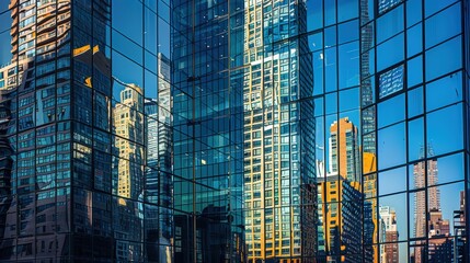 Fototapeta premium Modern Architecture Reflected in Glass Facade