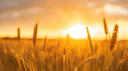 Golden Wheat Field Dancing in a Sunset