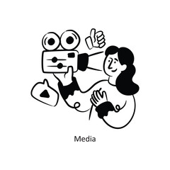 Media vector outlineStyle Design Vector Stock illustration. 