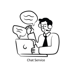 Chat Service vector outlineStyle Design Vector Stock illustration. 