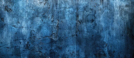 Obraz premium Weathered blue wall with a dark grimy hue suitable as a background for copy space image