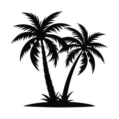 Palm tree silhouette vector illustration with black and white color