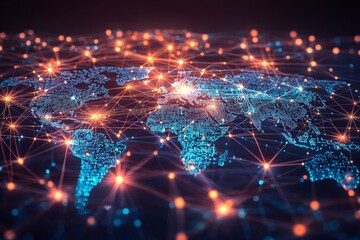 Global Digital Business Network Connection Illustration created with Generative AI