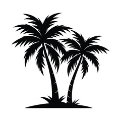 Palm tree silhouette vector illustration with black and white color