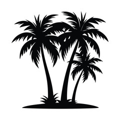 Palm tree silhouette vector illustration with black and white color