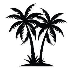 Palm tree silhouette vector illustration with black and white color