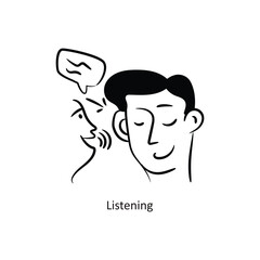 Listening vector outlineStyle Design Vector Stock illustration. 