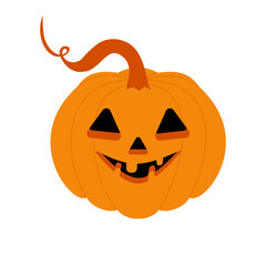 Vector Pumpkin with a scary face for Halloween celebration vector illustration for All Saints' Day isolated on white background. Halloween elements. Flat style.