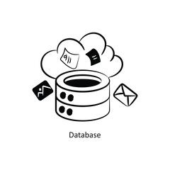 Database vector outlineStyle Design Vector Stock illustration. 