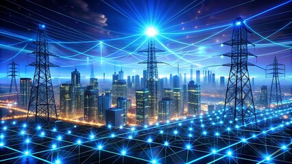 Smart Grid Energy Flow Concept Illustration for Future Tech
