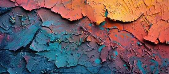 Naklejka premium Vibrant abstract textured background with chipped paint and copy space image.