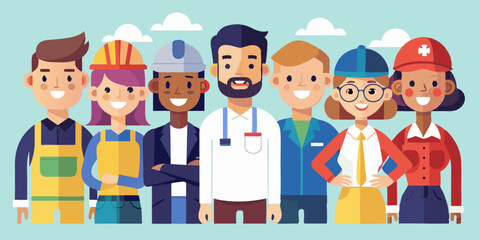 Set of characters of men and women of various professions. People working in various fields of work. Occupation
