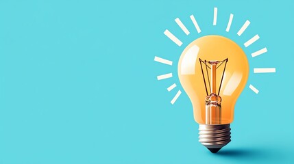 A bright, glowing light bulb against a blue background, symbolizing innovation, ideas, and inspiration in a modern setting.