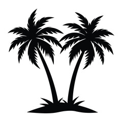 Palm tree silhouette vector illustration with black and white color