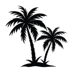 Palm tree silhouette vector illustration with black and white color