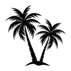 Palm tree silhouette vector illustration with black and white color