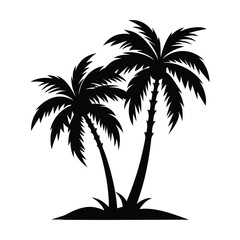 Obraz premium Palm tree silhouette vector illustration with black and white color