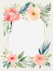 Naklejka premium A blank wedding invitation adorned with a watercolor floral frame